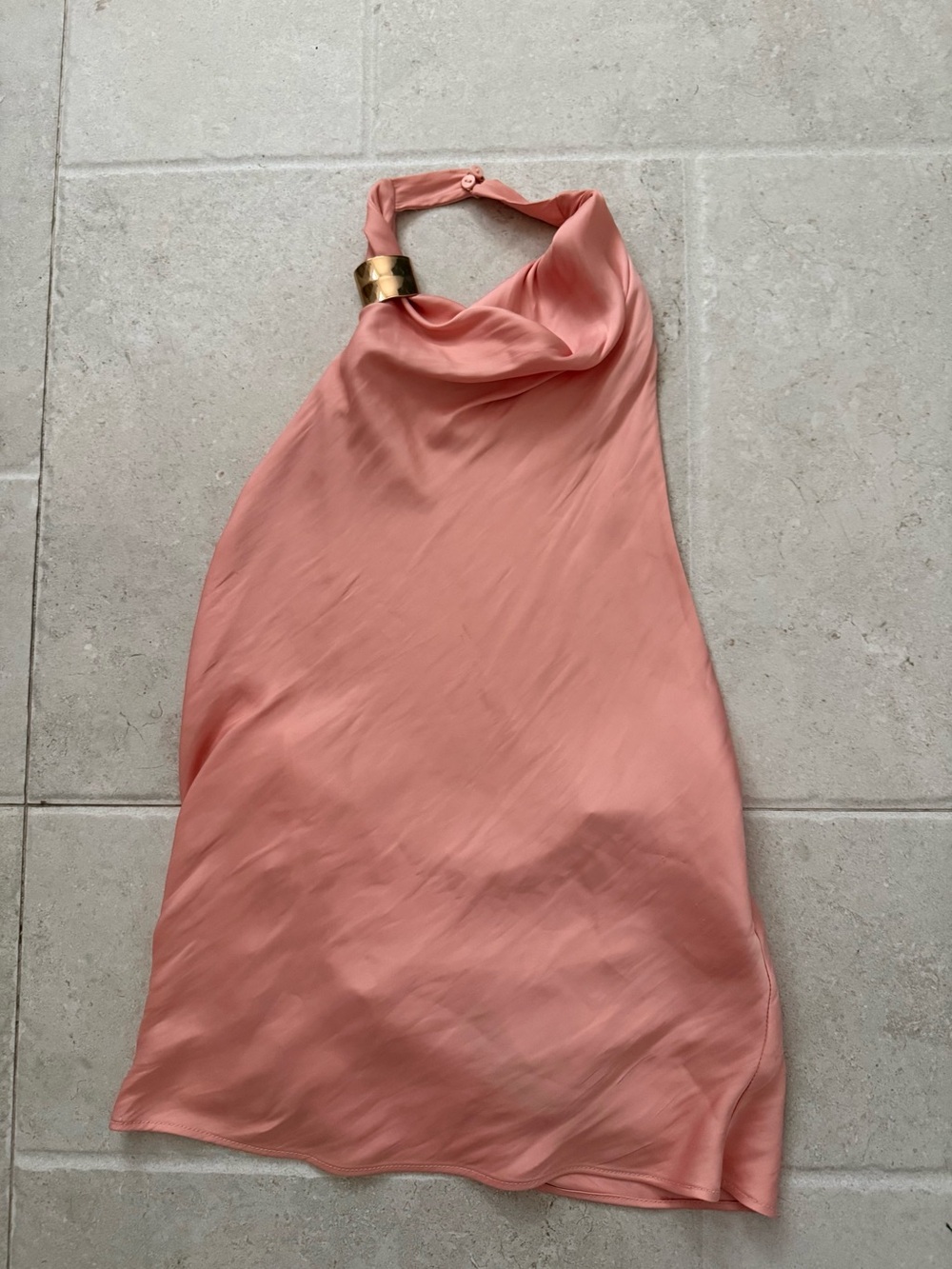 ZARA peach cowl neck open back top